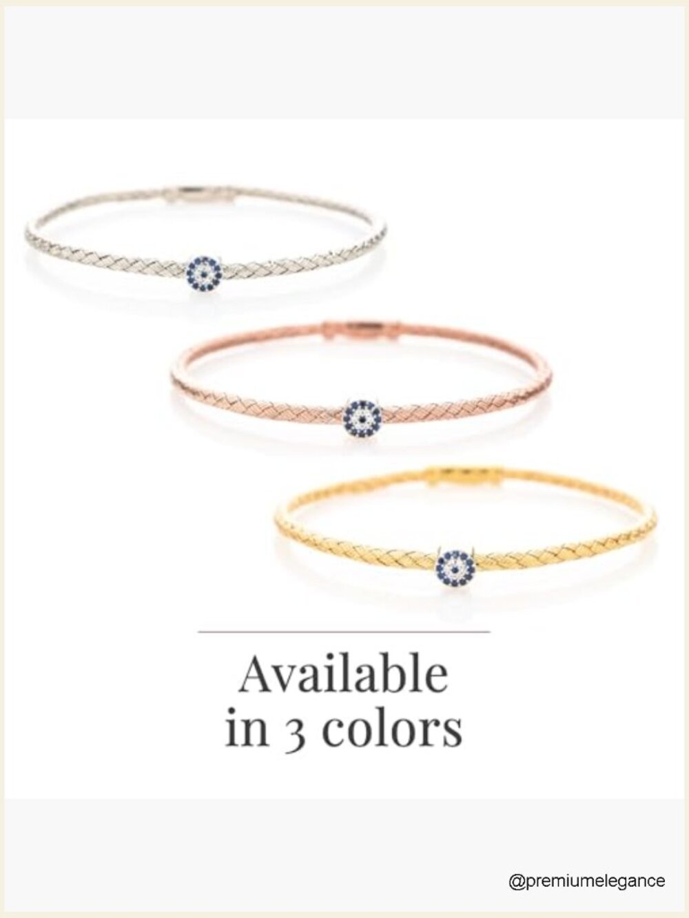 Evil Eye Bangle Bracelet 14k Yellow Gold Plated Sterling Silver CZ Gemstone - Picture 6 of 7